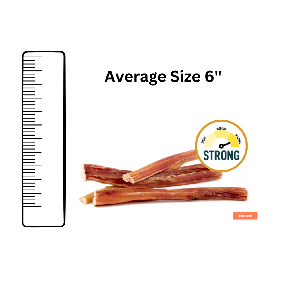 Bully Stick 6" odor free Pawerdiet 100% Beef treats for dogs