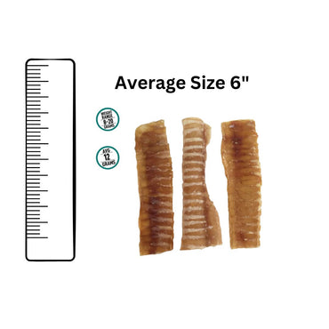 Trachea Flats are 100% Beef treats for dogs of all breeds and sizes.